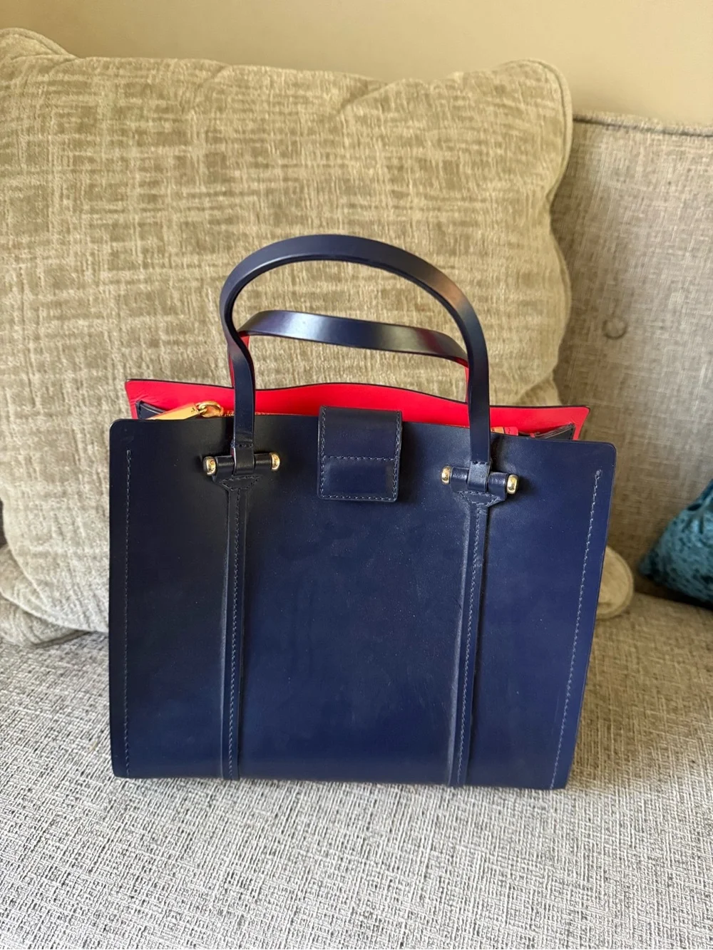Kate spade Navy and Red Structured Tote Bag for Women